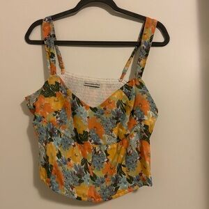 Abercrombie & Fitch Floral Crop Top - Orange, Blue, Yellow